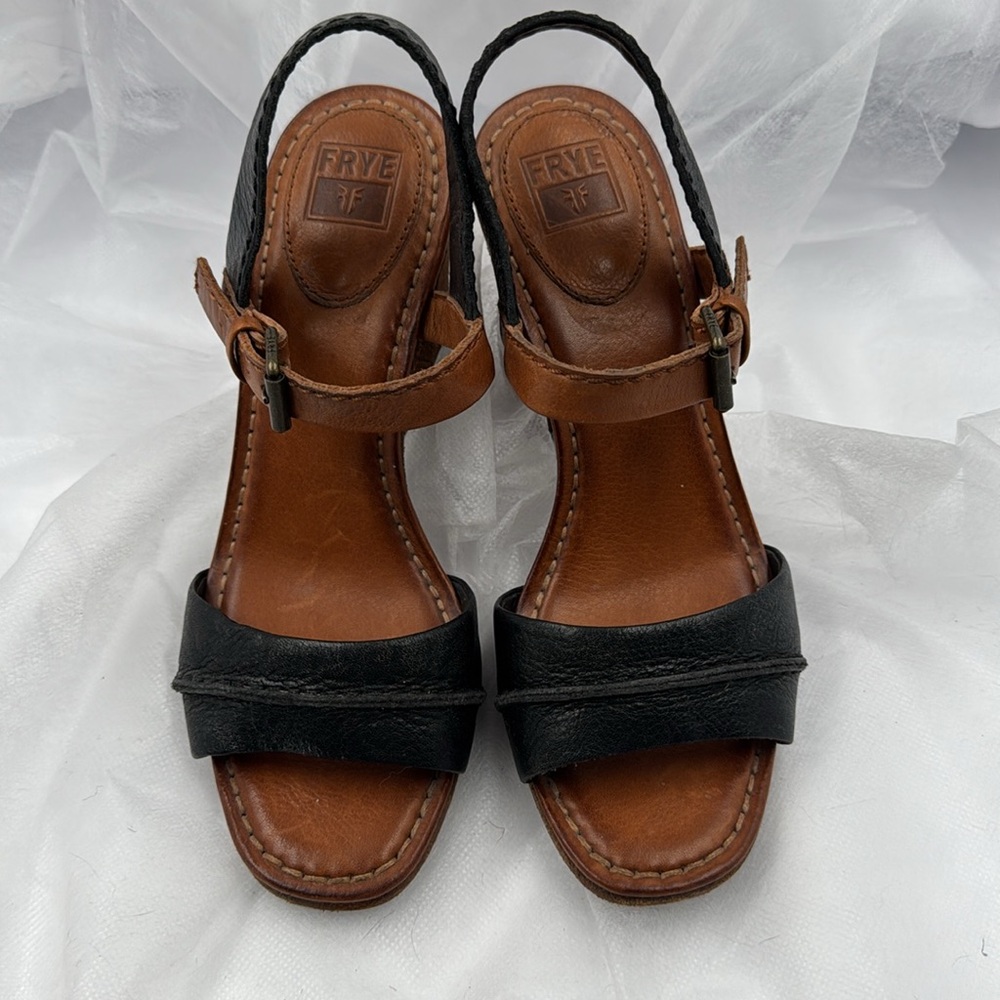 FRYE leather sandals - black  and brown leather  - Size 7M - Picture 2 of 11